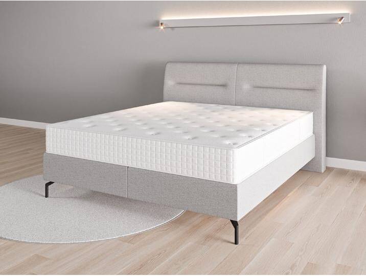Boxspringbett 180x200 Nr. 2 - Grau (Lichtgrau) - Feiner Strukturstoff von Casarista