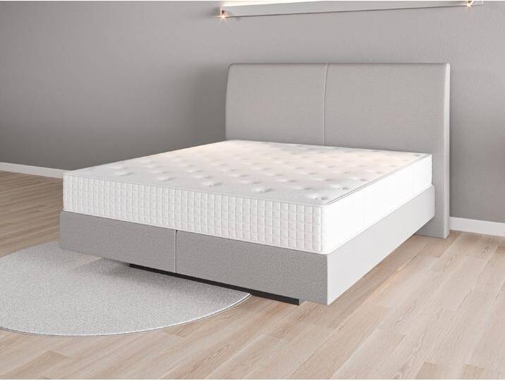 Boxspringbett 180x200 Nr. 2 - Grau (Lichtgrau) - Softwolle von Casarista