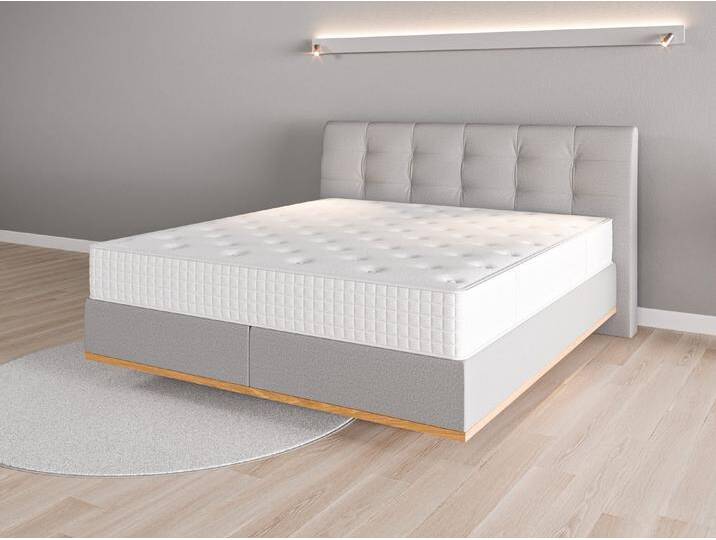 Boxspringbett 180x200 Nr. 2 - Grau (Lichtgrau) - Softwolle von Casarista