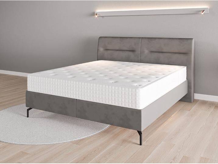 Boxspringbett 180x200 Nr. 2 - Grau (Stahlgrau) - Vintage Velours von Casarista