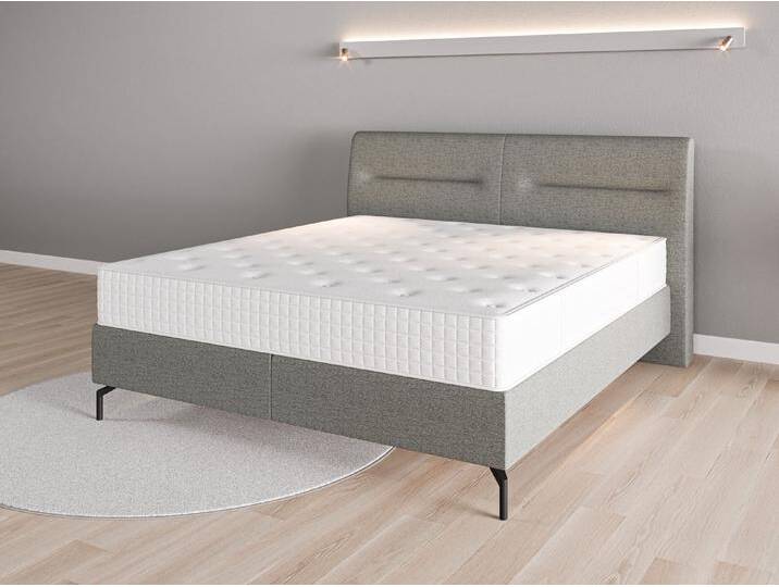Boxspringbett 180x200 Nr. 2 - Grau (Staubgrau) - Feiner Strukturstoff von Casarista