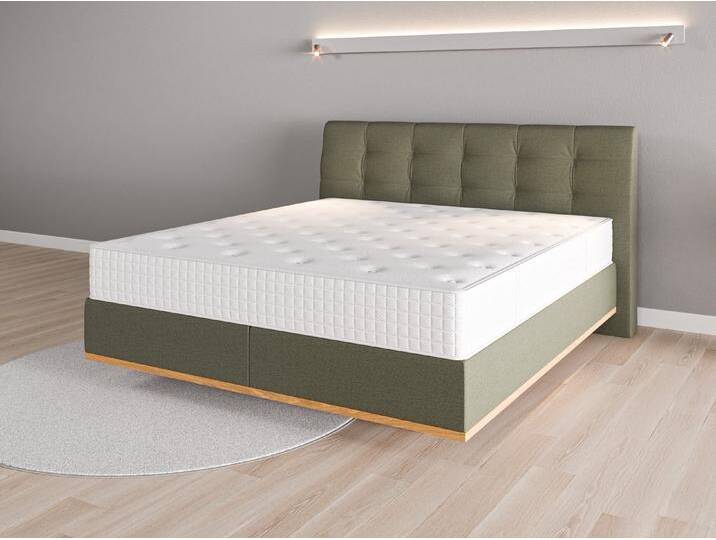Boxspringbett 180x200 Nr. 2 - Grün (Farngrün) - Feiner Strukturstoff von Casarista