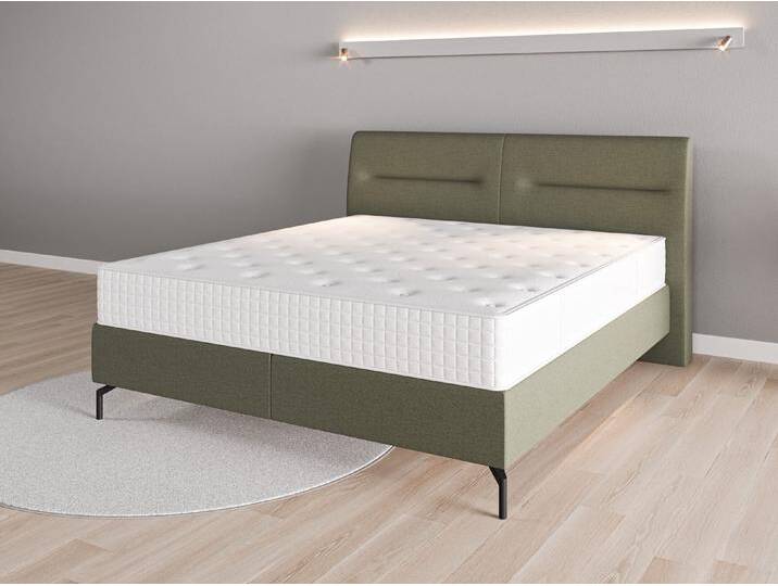 Boxspringbett 180x200 Nr. 2 - Grün (Farngrün) - Feiner Strukturstoff von Casarista