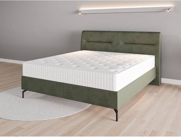 Boxspringbett 180x200 Nr. 2 - Grün (Waldgrün) - Vintage Velours von Casarista