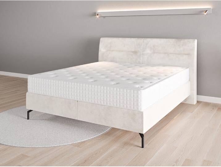 Boxspringbett 180x200 Nr. 2 - Weiß (Perlweiß) - Grober Mikrofaserstoff von Casarista