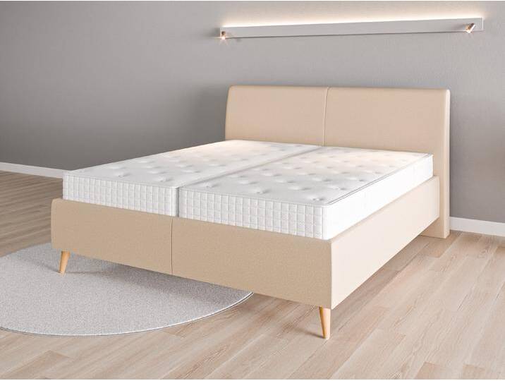 Lattenrost-Bett 180x200 Nr. 1 - Beige/Braun (Beige) - Softwolle von Casarista