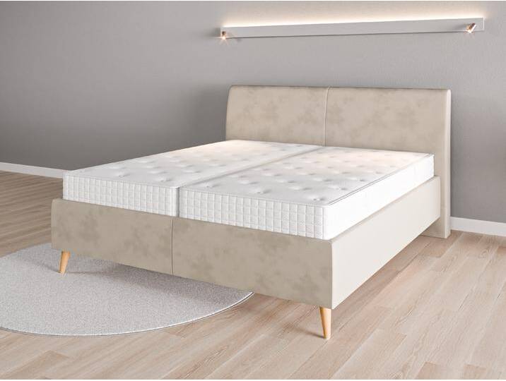 Lattenrost-Bett 180x200 Nr. 1 - Beige/Braun (Beige) - Vintage Velours von Casarista