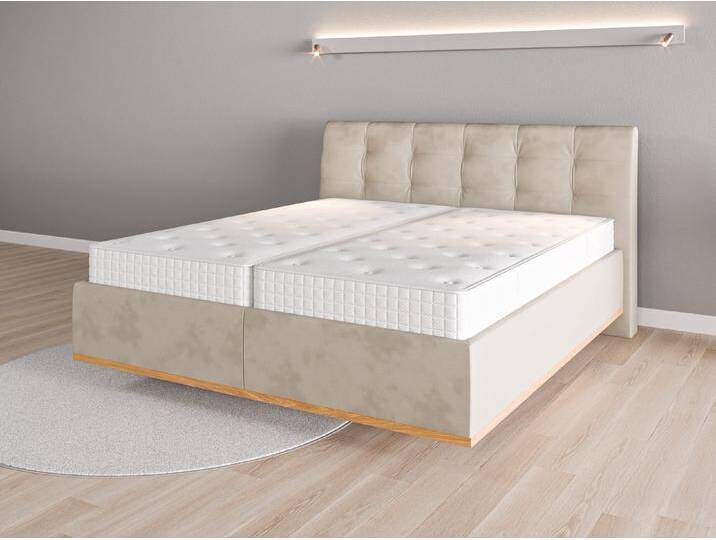Lattenrost-Bett 180x200 Nr. 1 - Beige/Braun (Beige) - Vintage Velours von Casarista