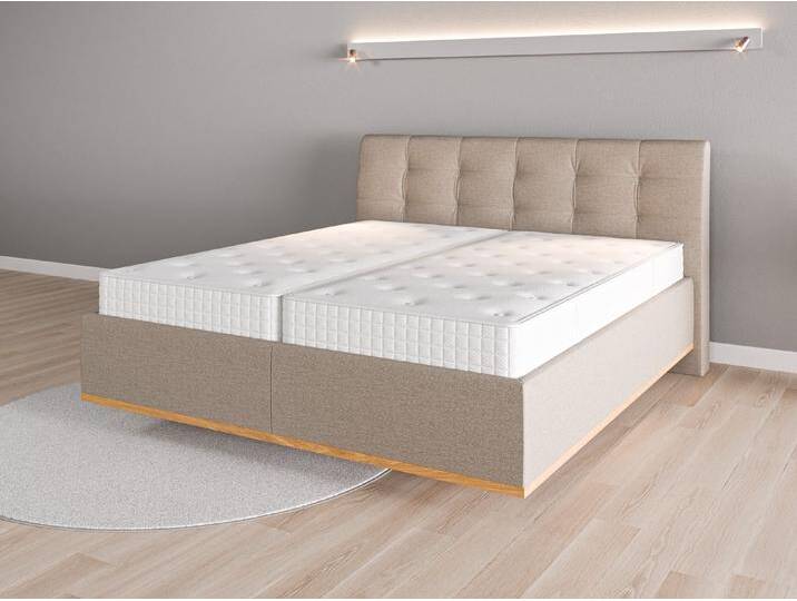 Lattenrost-Bett 180x200 Nr. 1 - Beige/Braun (Beigegrau) - Feiner Strukturstoff von Casarista