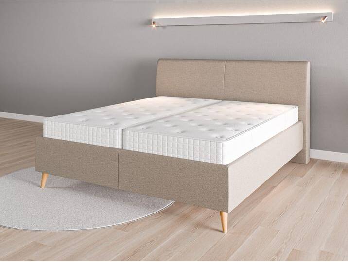 Lattenrost-Bett 180x200 Nr. 1 - Beige/Braun (Beigegrau) - Feiner Strukturstoff von Casarista