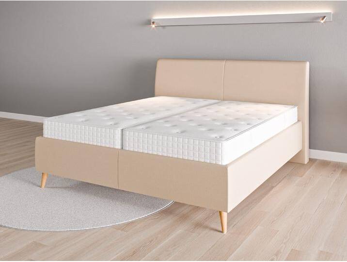 Lattenrost-Bett 180x200 Nr. 1 - Beige/Braun (Braunbeige) - Feiner Mikrofaserstoff von Casarista