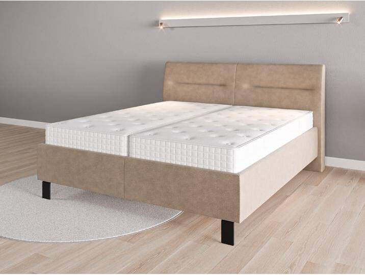 Lattenrost-Bett 180x200 Nr. 1 - Beige/Braun (Braungrau) - Geprägter Mikrofaserstoff von Casarista