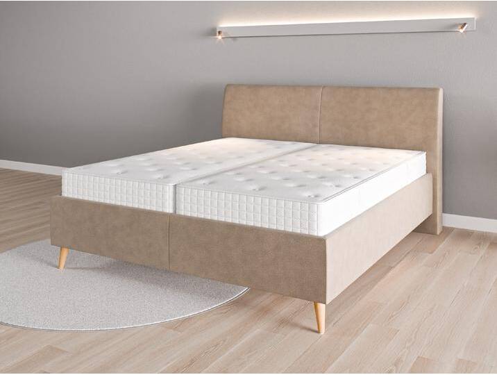 Lattenrost-Bett 180x200 Nr. 1 - Beige/Braun (Braungrau) - Geprägter Mikrofaserstoff von Casarista