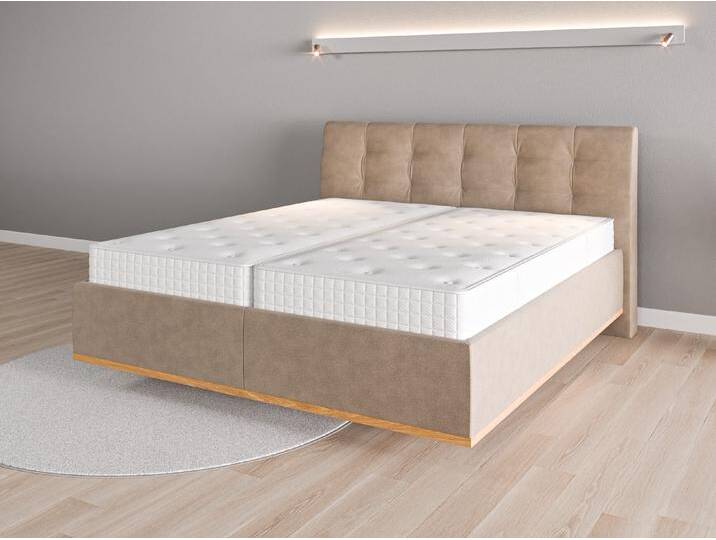Lattenrost-Bett 180x200 Nr. 1 - Beige/Braun (Braungrau) - Geprägter Mikrofaserstoff von Casarista