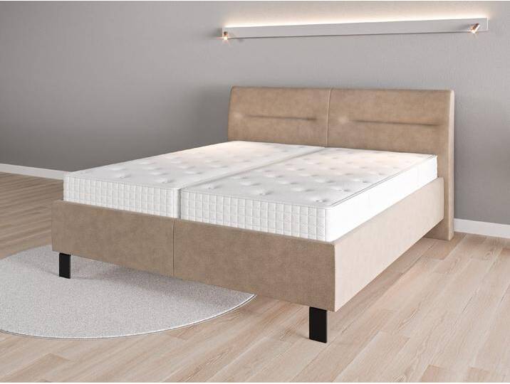 Lattenrost-Bett 180x200 Nr. 1 - Beige/Braun (Braungrau) - Geprägter Mikrofaserstoff von Casarista