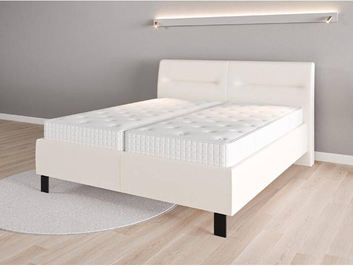 Lattenrost-Bett 180x200 Nr. 1 - Beige/Braun (Cremeweiß) - Feiner Strukturstoff von Casarista