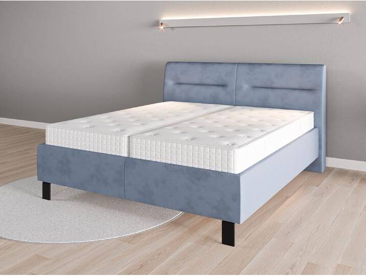 Lattenrost-Bett 180x200 Nr. 1 - Blau (Jeansblau) - Vintage Velours von Casarista
