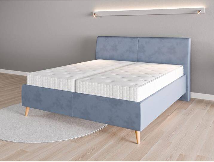 Lattenrost-Bett 180x200 Nr. 1 - Blau (Jeansblau) - Vintage Velours von Casarista