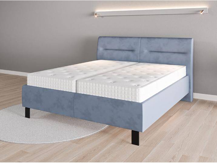 Lattenrost-Bett 180x200 Nr. 1 - Blau (Jeansblau) - Vintage Velours von Casarista