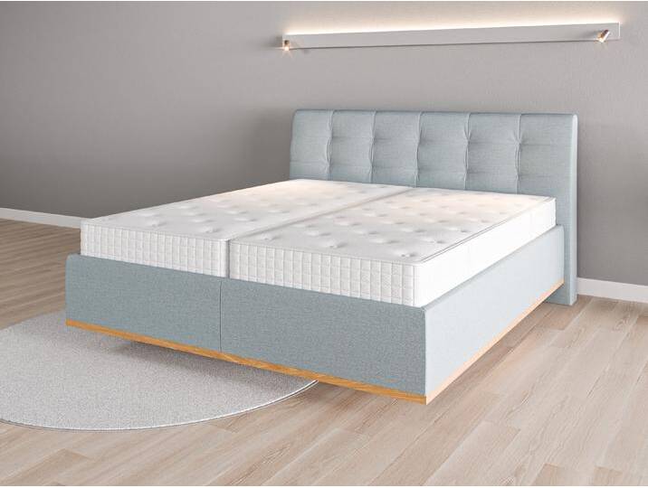Lattenrost-Bett 180x200 Nr. 1 - Blau (Pastellblau) - Feiner Strukturstoff von Casarista