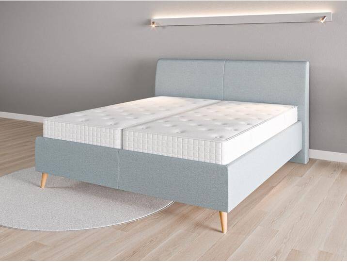 Lattenrost-Bett 180x200 Nr. 1 - Blau (Pastellblau) - Feiner Strukturstoff von Casarista