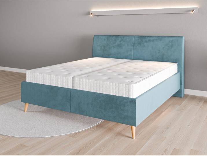 Lattenrost-Bett 180x200 Nr. 1 - Blau (Perlenzian) - Grober Mikrofaserstoff von Casarista