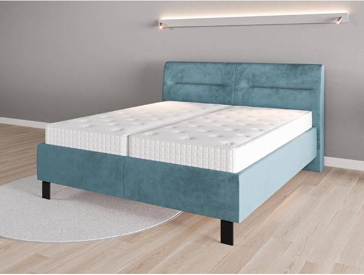 Lattenrost-Bett 180x200 Nr. 1 - Blau (Perlenzian) - Grober Mikrofaserstoff von Casarista