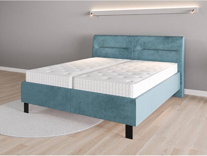 Lattenrost-Bett 180x200 Nr. 1 - Blau (Perlenzian) - Grober Mikrofaserstoff von Casarista