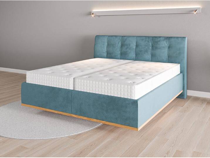 Lattenrost-Bett 180x200 Nr. 1 - Blau (Perlenzian) - Grober Mikrofaserstoff von Casarista
