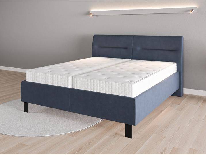 Lattenrost-Bett 180x200 Nr. 1 - Blau (Saphirblau) - Geprägter Mikrofaserstoff von Casarista