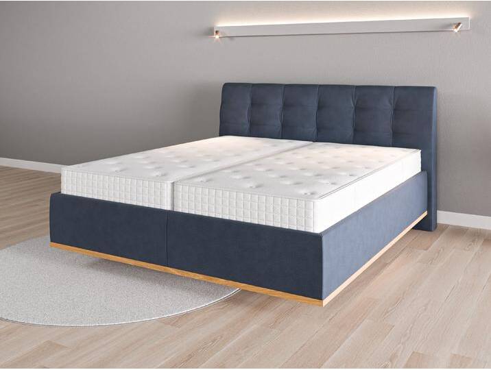 Lattenrost-Bett 180x200 Nr. 1 - Blau (Saphirblau) - Geprägter Mikrofaserstoff von Casarista