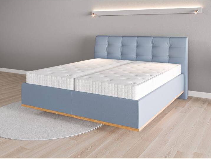 Lattenrost-Bett 180x200 Nr. 1 - Blau (Taubenblau) - Feiner Mikrofaserstoff von Casarista