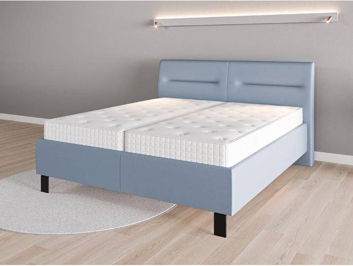 Lattenrost-Bett 180x200 Nr. 1 - Blau (Taubenblau) - Feiner Mikrofaserstoff von Casarista