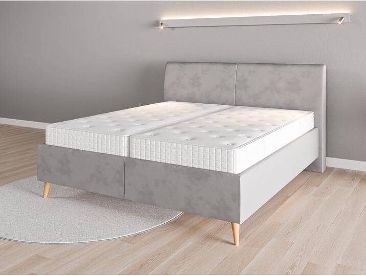 Lattenrost-Bett 180x200 Nr. 1 - Grau (Achatgrau) - Vintage Velours von Casarista