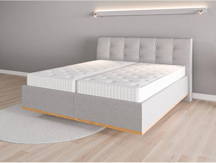 Lattenrost-Bett 180x200 Nr. 1 - Grau (Lichtgrau) - Feiner Strukturstoff von Casarista