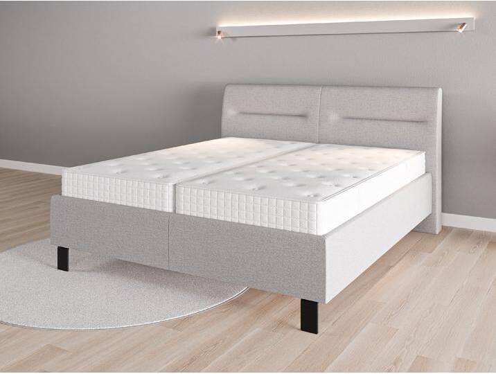 Lattenrost-Bett 180x200 Nr. 1 - Grau (Lichtgrau) - Feiner Strukturstoff von Casarista