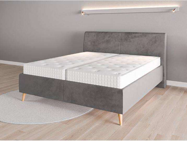 Lattenrost-Bett 180x200 Nr. 1 - Grau (Mausgrau) - Grober Mikrofaserstoff von Casarista