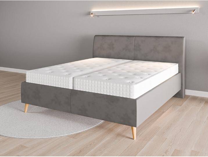 Lattenrost-Bett 180x200 Nr. 1 - Grau (Stahlgrau) - Vintage Velours von Casarista