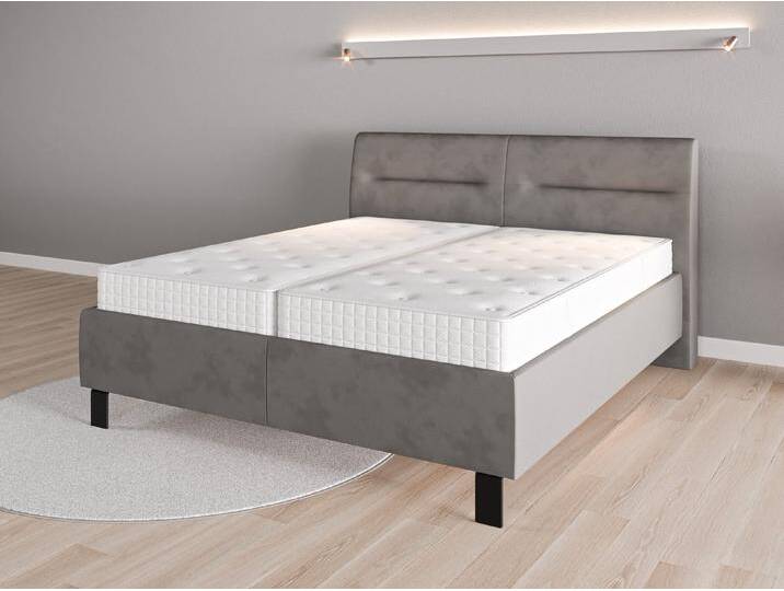 Lattenrost-Bett 180x200 Nr. 1 - Grau (Stahlgrau) - Vintage Velours von Casarista