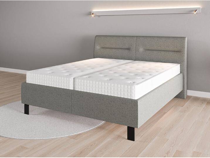 Lattenrost-Bett 180x200 Nr. 1 - Grau (Staubgrau) - Feiner Strukturstoff von Casarista