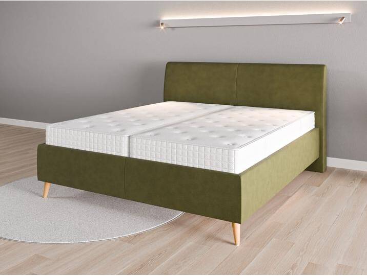 Lattenrost-Bett 180x200 Nr. 1 - Grün (Farngrün) - Geprägter Mikrofaserstoff von Casarista