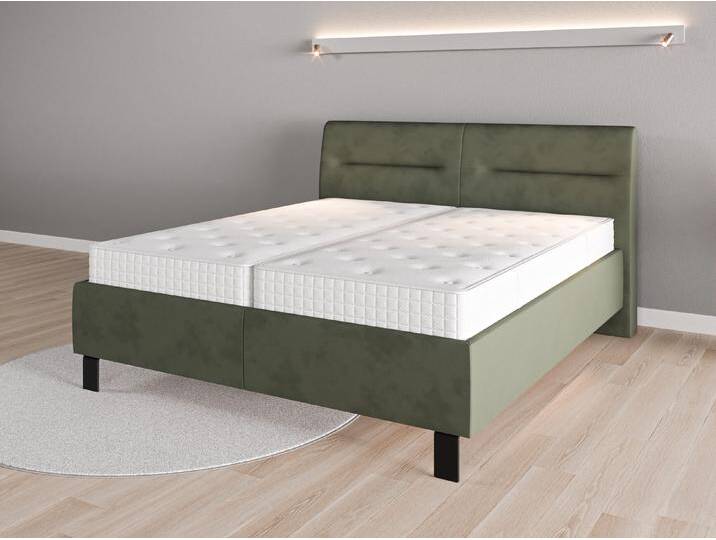 Lattenrost-Bett 180x200 Nr. 1 - Grün (Waldgrün) - Vintage Velours von Casarista