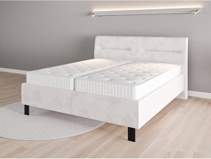 Lattenrost-Bett 180x200 Nr. 1 - Weiß (Cremeweiß) - Vintage Velours von Casarista