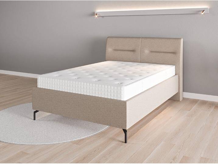Lattenrostbett 140x200 Nr. 1 - Beige/Braun (Beigegrau) - Feiner Strukturstoff von Casarista