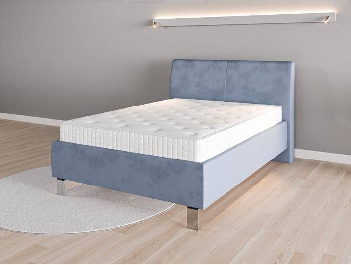 Lattenrostbett 140x200 Nr. 1 - Blau (Jeansblau) - Vintage Velours von Casarista