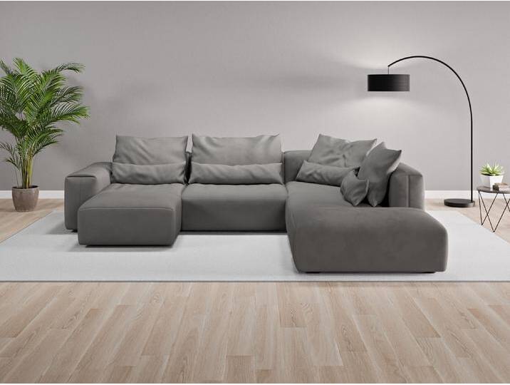 Wohnlandschaft Denver Nr. 1 links - Grau (Stahlgrau) - Vintage Velours von Casarista