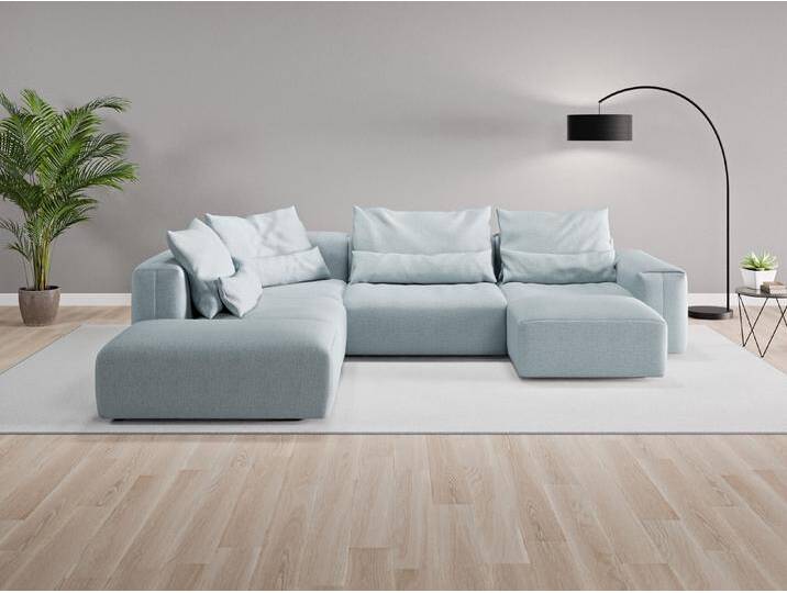 Wohnlandschaft Denver Nr. 1 rechts - Blau (Pastellblau) - Feiner Strukturstoff von Casarista