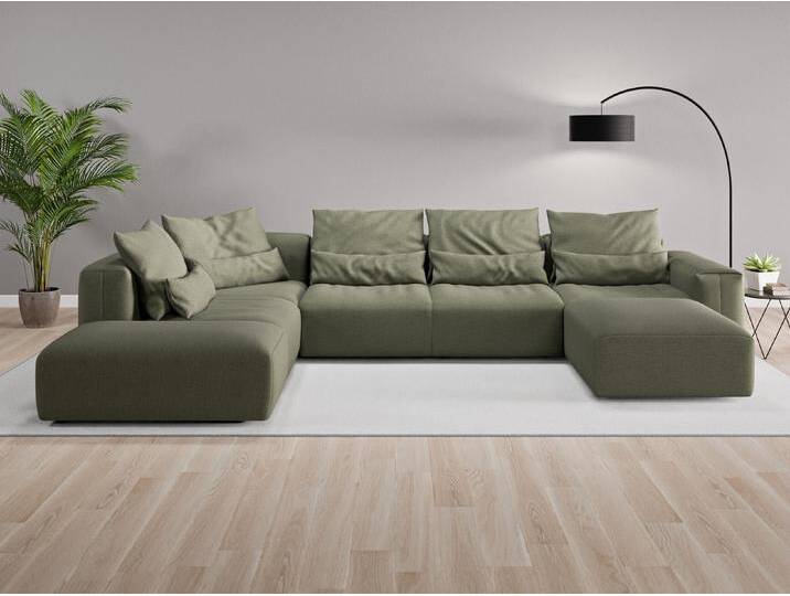 Wohnlandschaft Denver Nr. 1 rechts - Grün (Farngrün) - Feiner Strukturstoff von Casarista