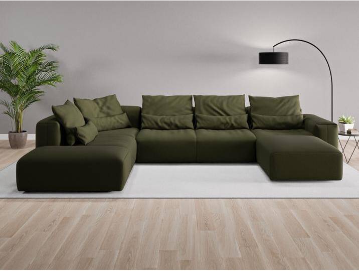 Wohnlandschaft Denver Nr. 1 rechts - Grün (Waldgrün) - Feiner Mikrofaserstoff von Casarista