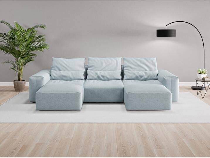 Wohnlandschaft Denver Nr. 2 - Blau (Pastellblau) - Feiner Strukturstoff von Casarista